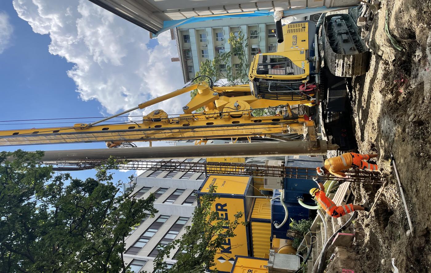 Bohrpfahlarbeiten beim Bundesrealgymnasium Wien II