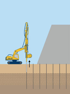 Vertikaldrains mit Tiefenrüttler von Keller Grundbau